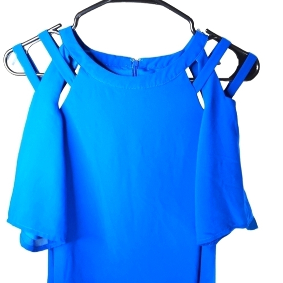 Loveriche Med royal blue dress open Shoulder - Picture 3 of 12